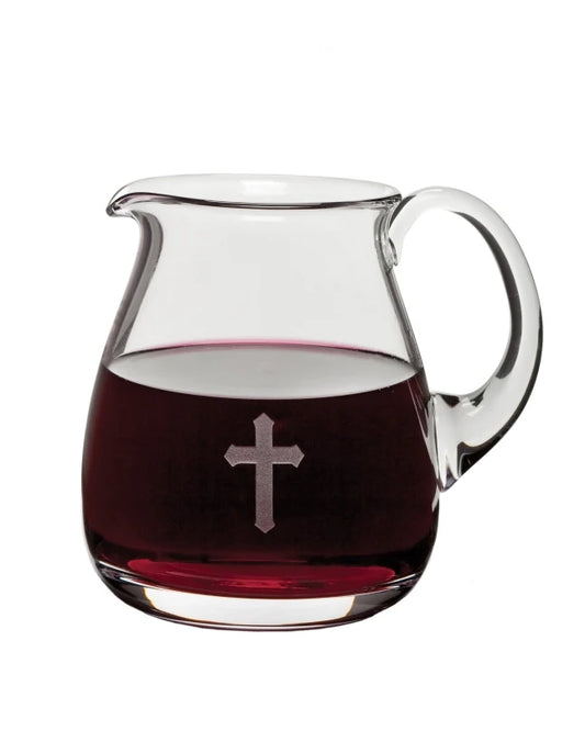 Glass Flagon with Etched Cross 37oz