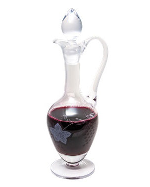 Etched Grape and Leaf Glass Flagon 30oz
