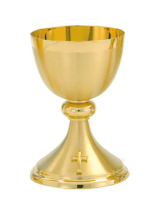24K Gold-Plated Satin Finish Chalice and Paten Set