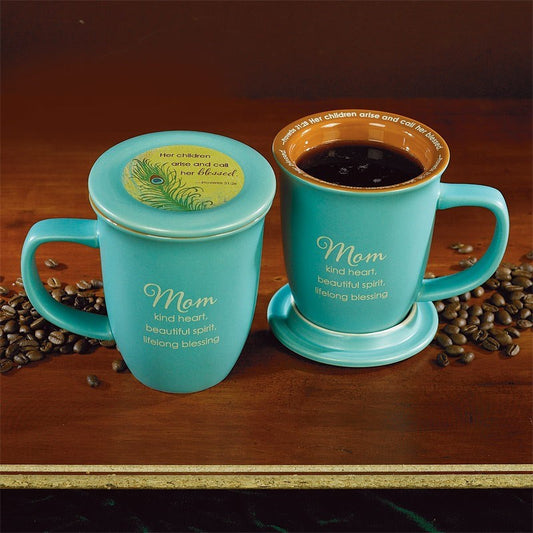Teal Mug and Coaster Set - Mom