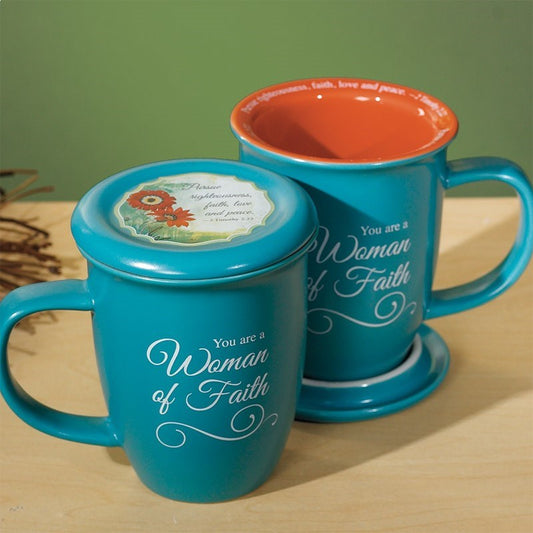 Teal Mug and Coaster Set - Woman of Faith