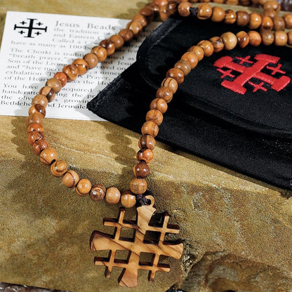 Olivewood Jesus Beads 13"