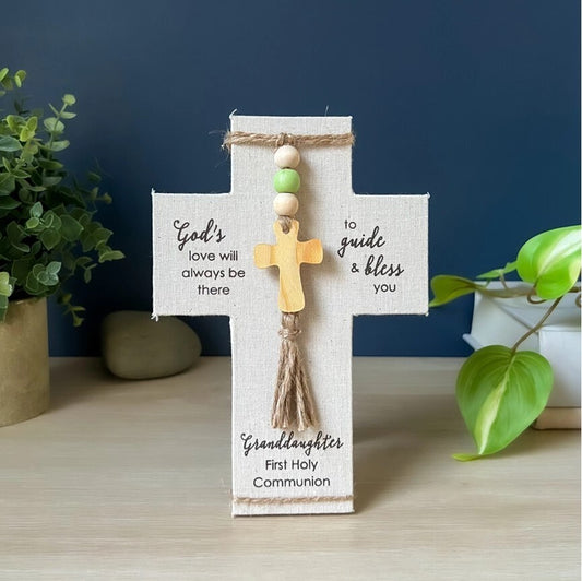 Croix de Première Communion avec Perles - Petite-Fille 7,25"