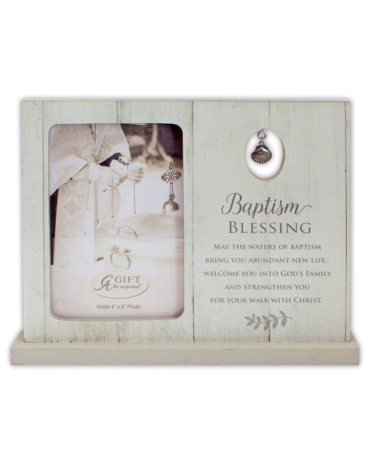 Standing Baptism Photo Frame with Charm 9.5x7.5"