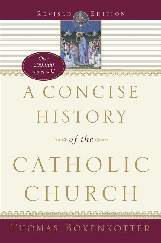 Book cover of 'A Concise History of the Catholic Church' by Thomas Bokenkotter with a religious illustration on a white background.