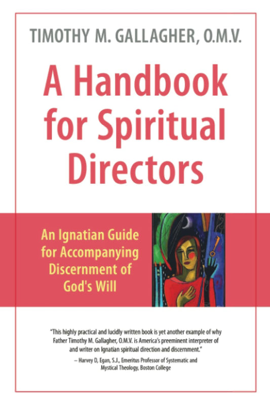 Book cover of 'A Handbook for Spiritual Directors' by Timothy M. Gallagher with a red and white design.