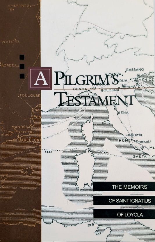 Book cover of 'A Pilgrim's Testament' with map design