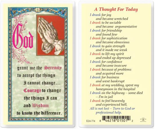 Thought For Today Holy Card