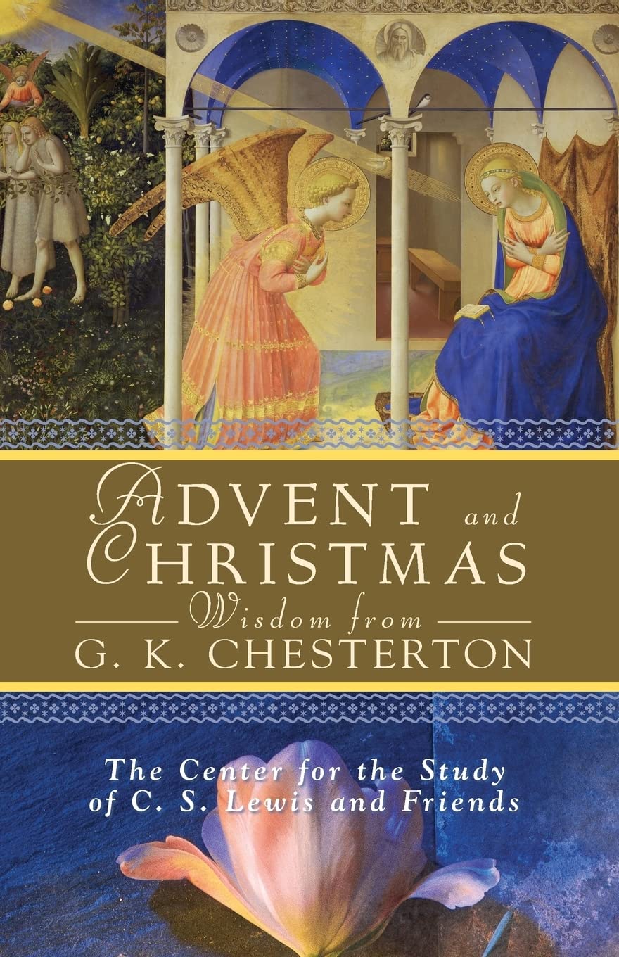 Book cover of 'Advent and Christmas Wisdom from G. K. Chesterton' with classical painting and floral design.
