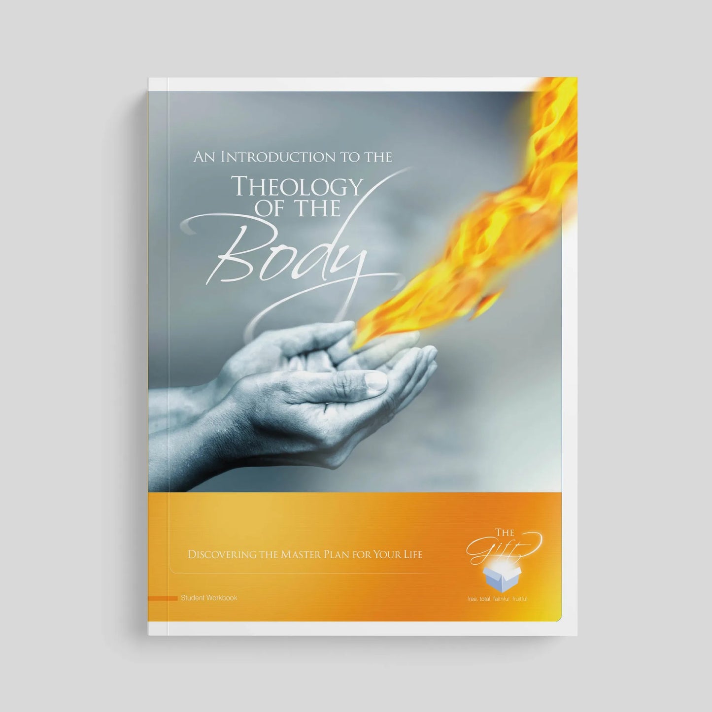 Book cover of 'An Introduction to the Theology of the Body' with hands and flame design on a gray background