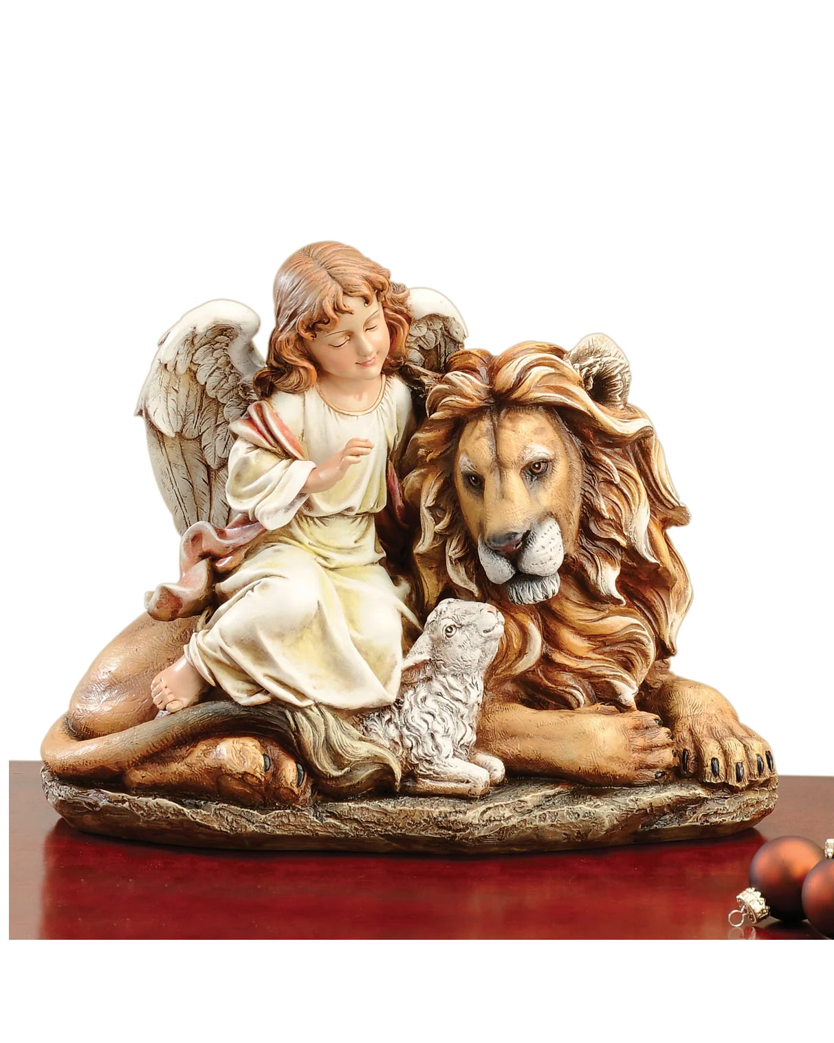 Angel with Lion And Lamb Statue 11.5"