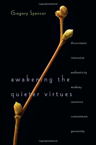 Book cover with a branch with buds and text about virtues on a black background