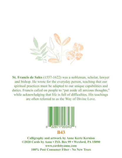 St. Francis de Sales Birthday Card: Cards by Anne