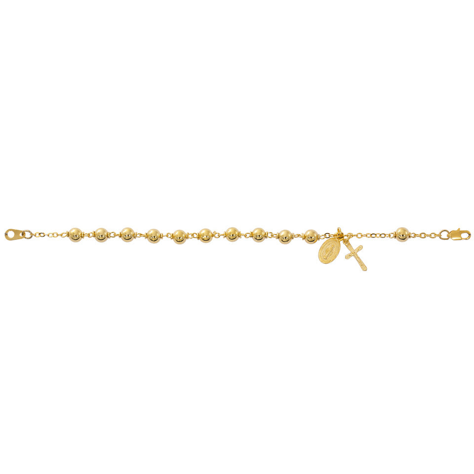 Pulsera de rosario bañada en oro con medalla milagrosa y crucifijo