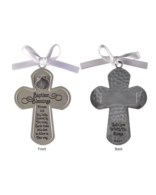 Baptism Blessings Metal Cross 3"