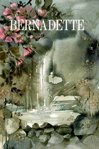 Artistic depiction of a landscape with flowers and a central figure, featuring the name 'Bernadette'.