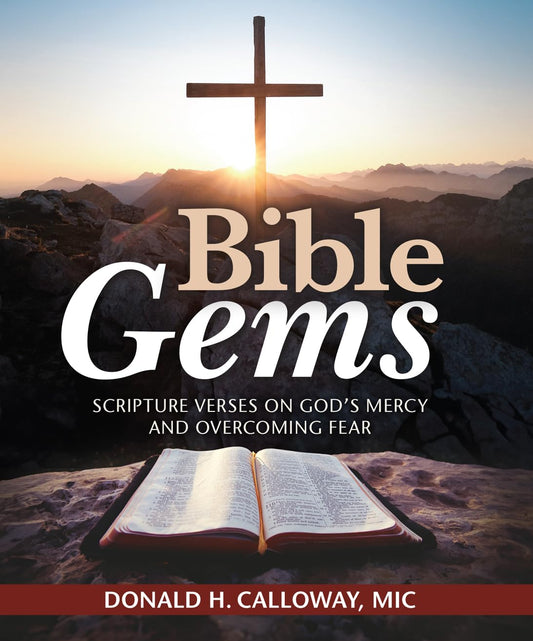 Book cover of 'Bible Gems' with an open Bible and cross on a mountain background