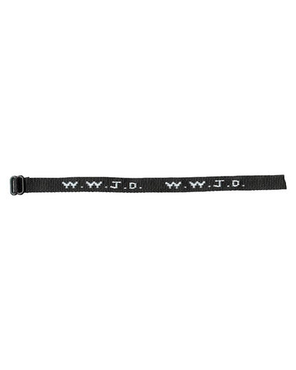 Black belt with 'W.W.J.D.' text on a white background