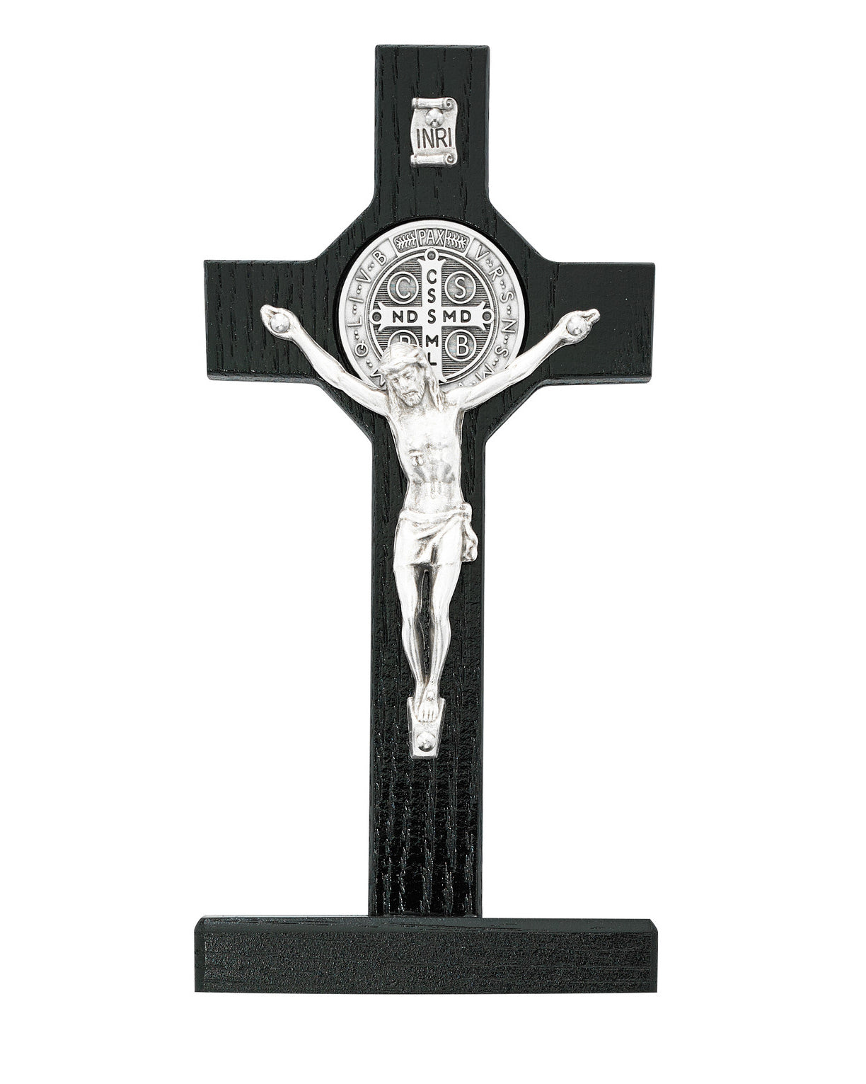 Black and Silver St. Benedict Standing Crucifix 6"