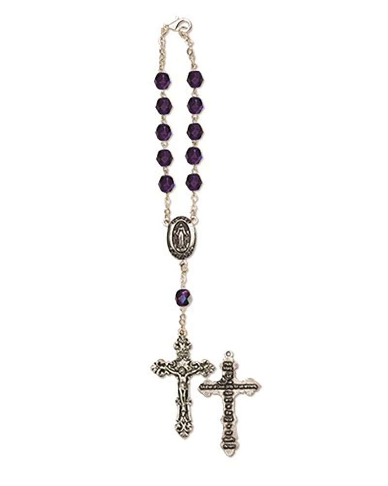 Blue Auto Rosary with Hail Mary Prayer