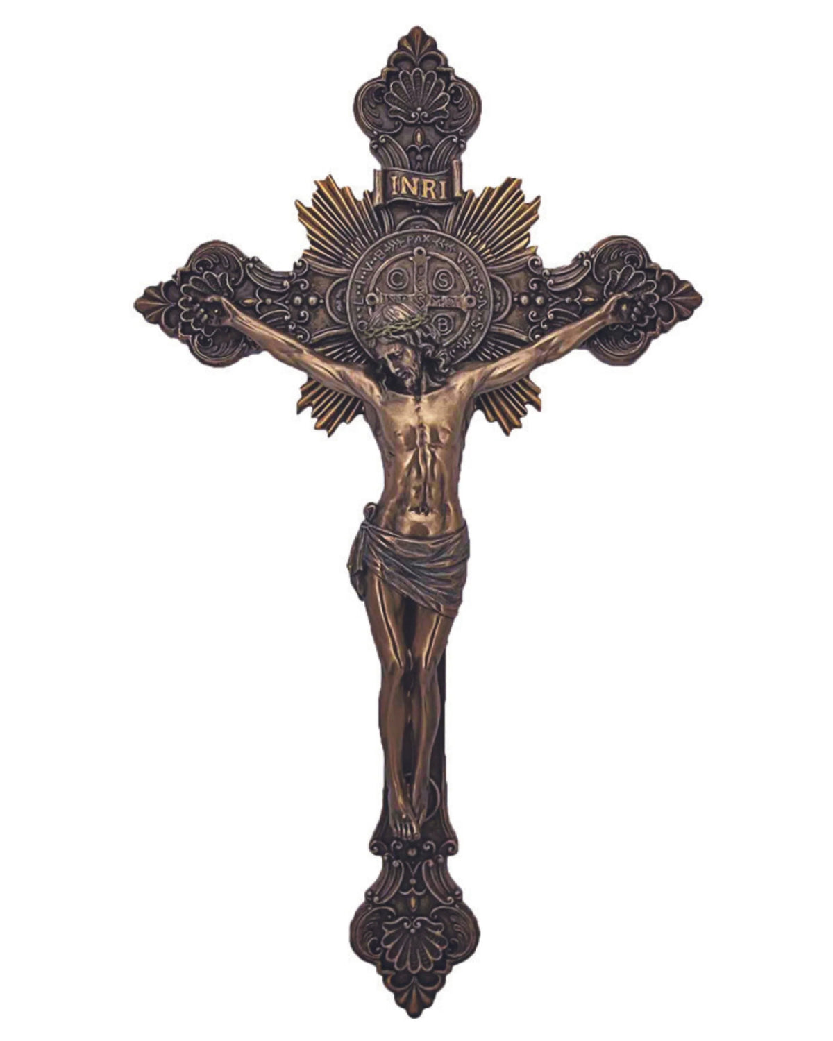 Bronze-Painted St. Benedict Crucifix 14"