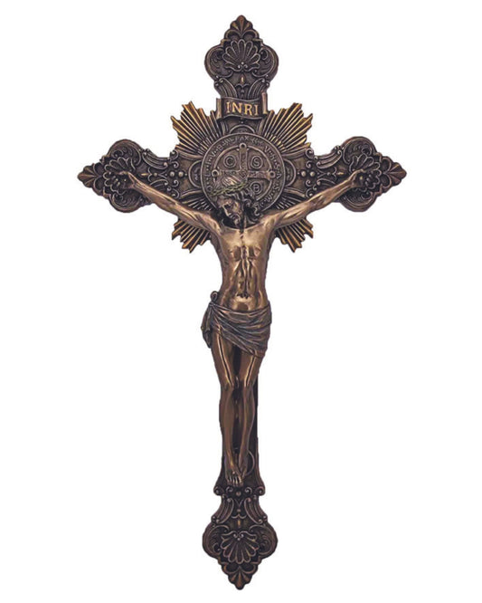 Bronze-Painted St. Benedict Crucifix 14"