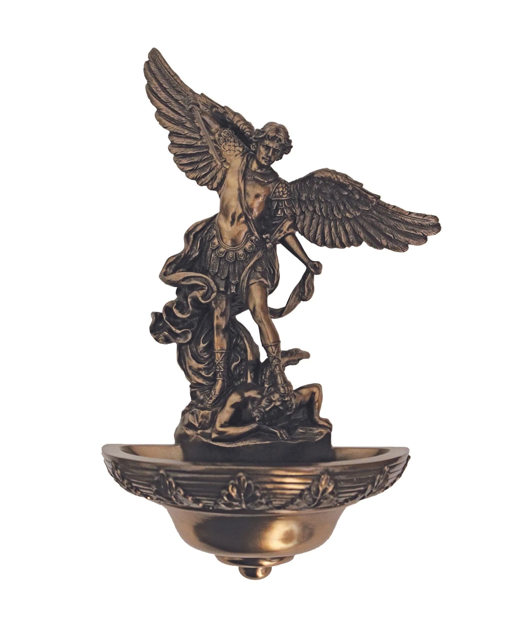 Bronze angel wall sculpture on a white background