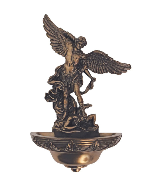 Bronze angel wall sculpture on a white background