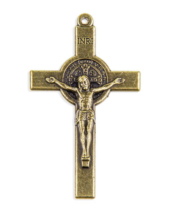 Bronze crucifix pendant on a white background