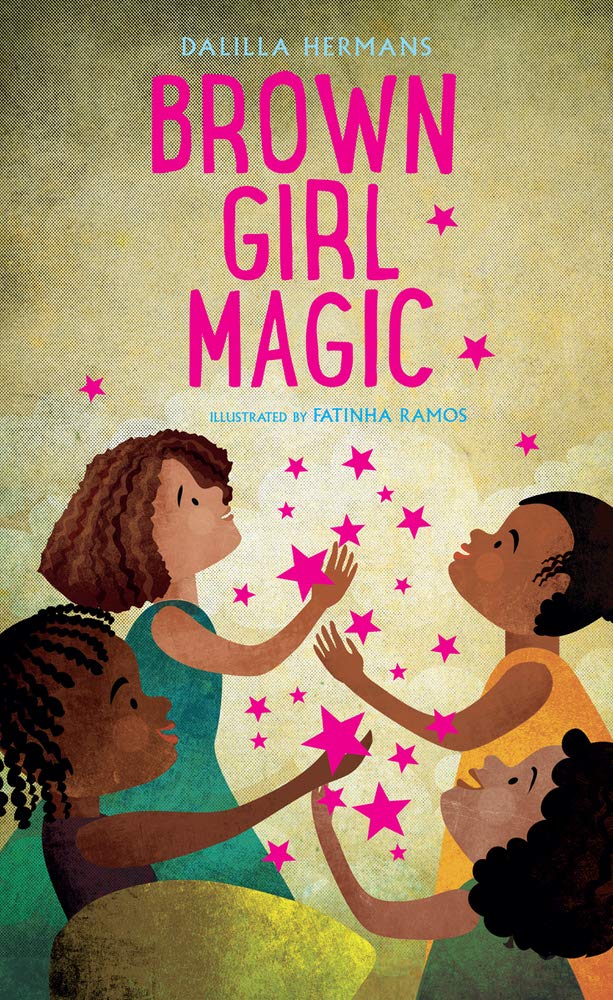 Book cover of 'Brown Girl Magic' with children holding stars against a textured background