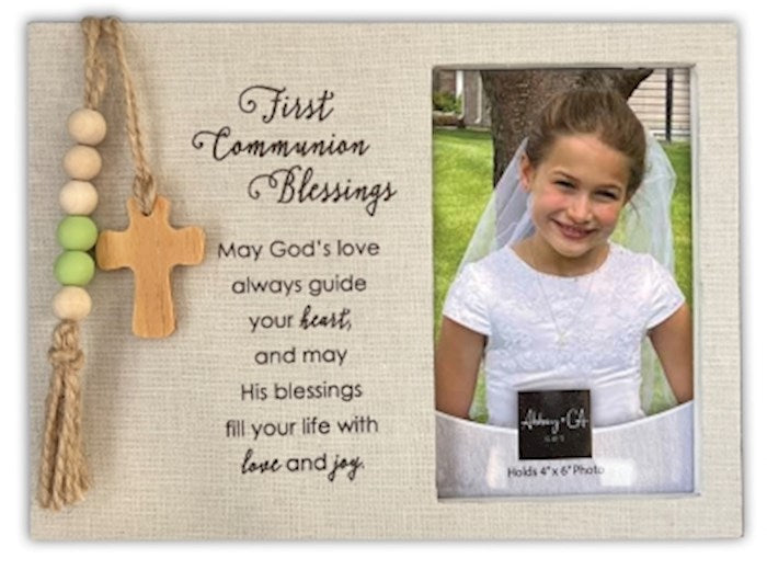 Burlap and Beads: First Communion Frame 4 x 6"