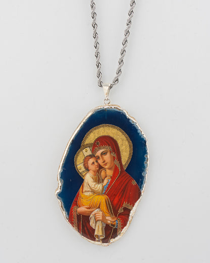 Collier pendentif byzantin en agate Notre-Dame de Smolensk