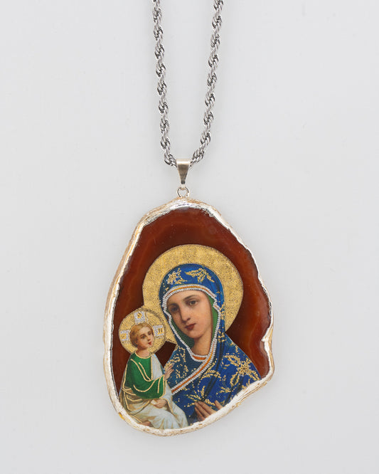 Collier Pendentif Agate Byzantine Notre-Dame du Perpétuel Secours