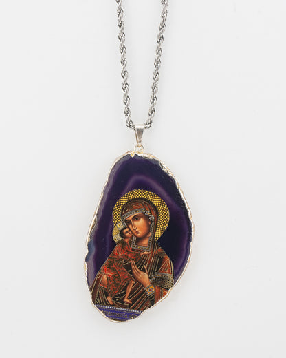 Collier pendentif byzantin en agate : Celle qui montre le chemin (Hodegetria)