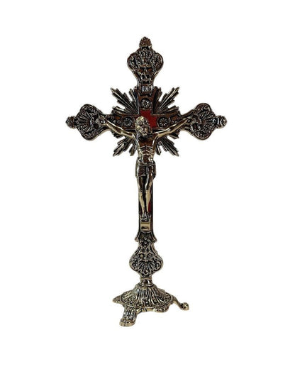 Standing Crucifix with Red Inlay 9"