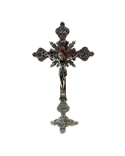 Standing Crucifix with Red Inlay 9"