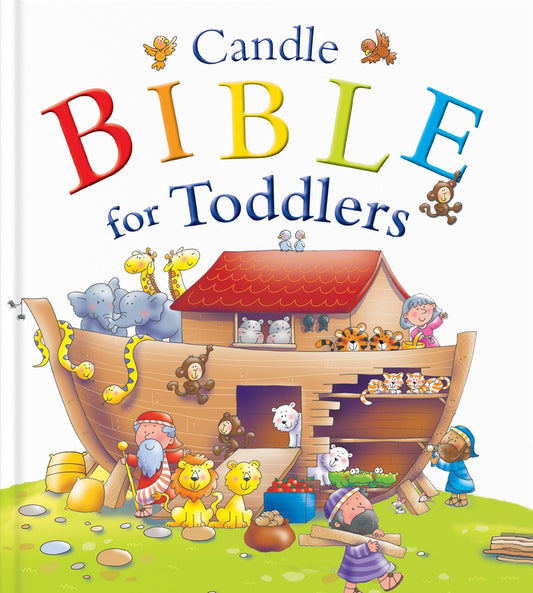 Children's book titled 'Candle Bible for Toddlers' with a colorful illustration of Noah's Ark on the cover.
