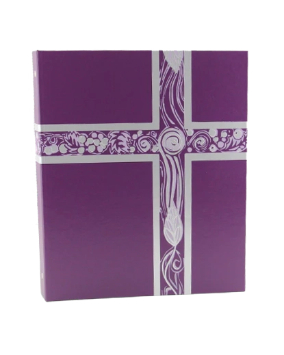 Purple box with decorative white pattern on a white background