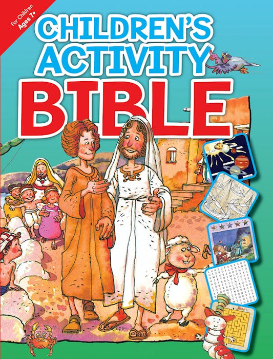 Children's Activity Bible cover with colorful illustrations and text
