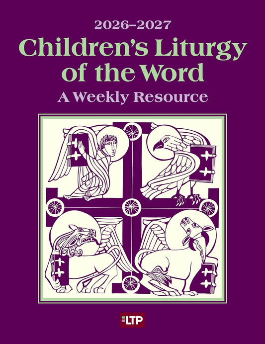 Children's Liturgy of the Word resource book cover with a purple background and central design.