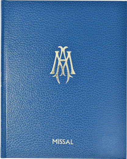 Blue missal with gold emblem and 'MISSAL' text