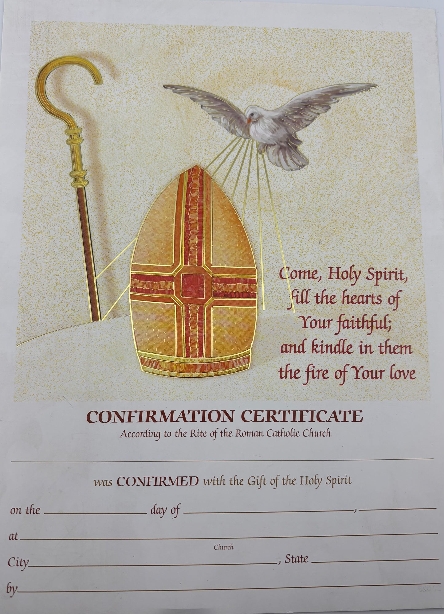 Certificats de confirmation : Viens, Esprit Saint (Lot de 100)