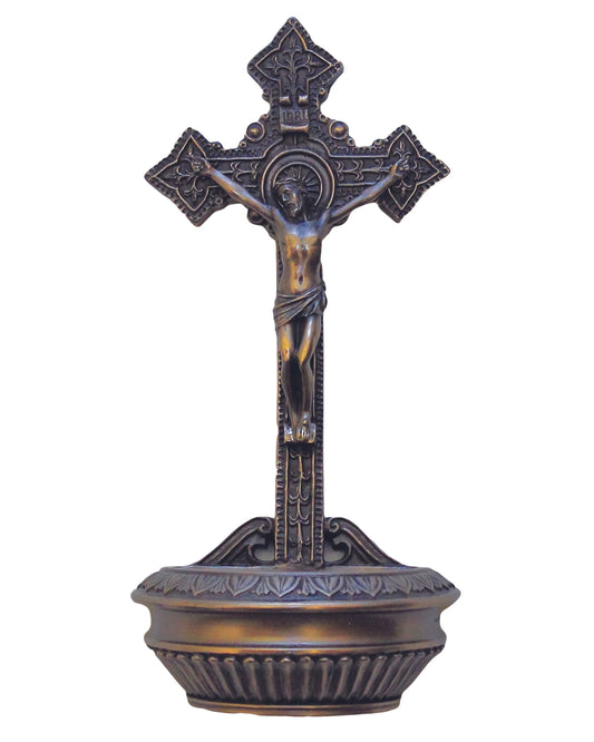 Crucifixion Holy Water Font 9"