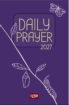 Purple cover of a daily prayer book for 2027 with white illustrations and LTP logo.