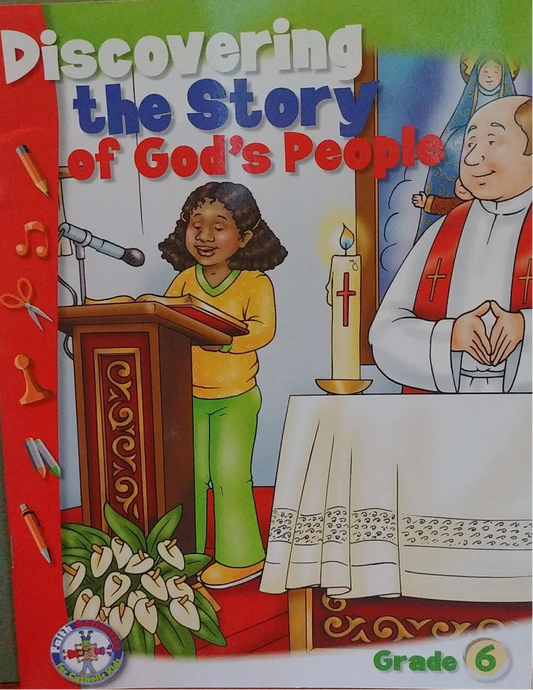 Book cover of 'Discovering the Story of God's People' for Grade 6 on a green background