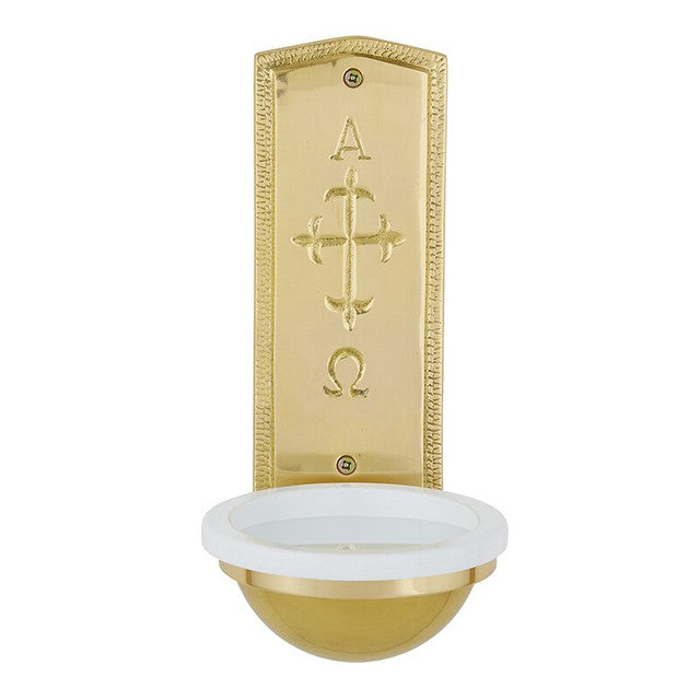 Brass Alpha Omega Holy Water Font