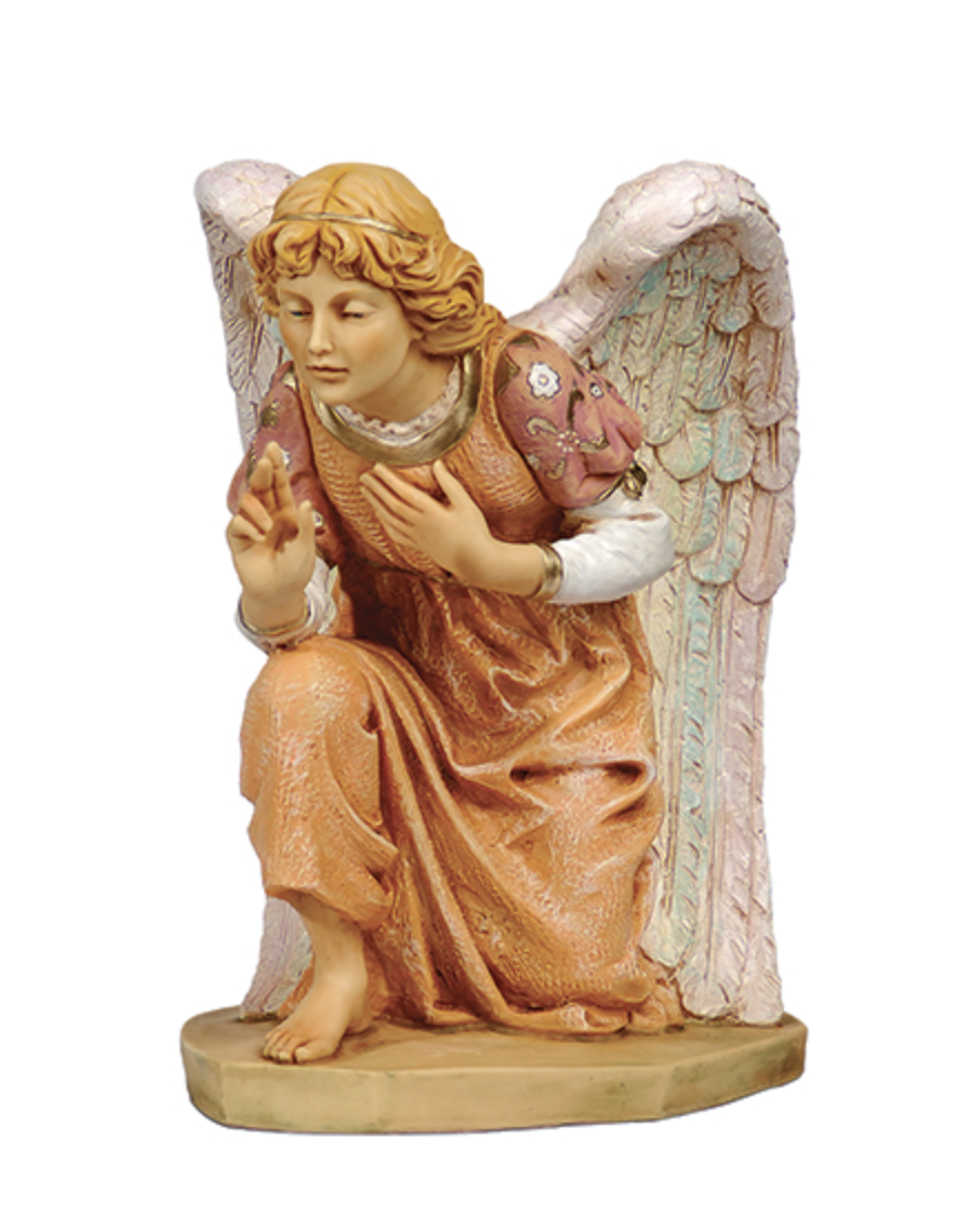 Angel figurine with outstretched wings on a white background