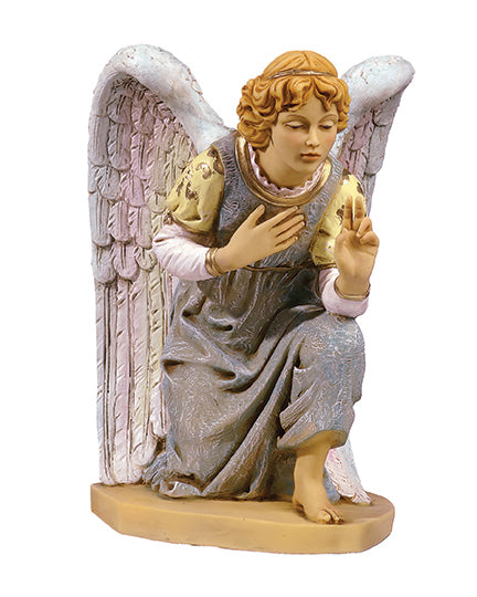 Angel figurine with outstretched wings on a white background