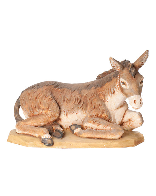 Wooden donkey figurine on a white background