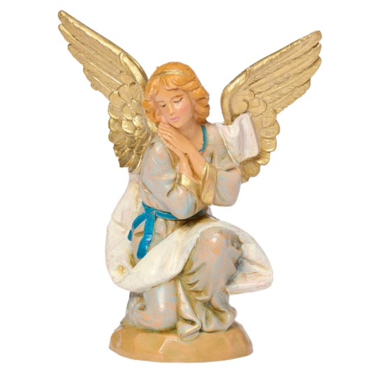 Angel figurine with outstretched wings on a white background